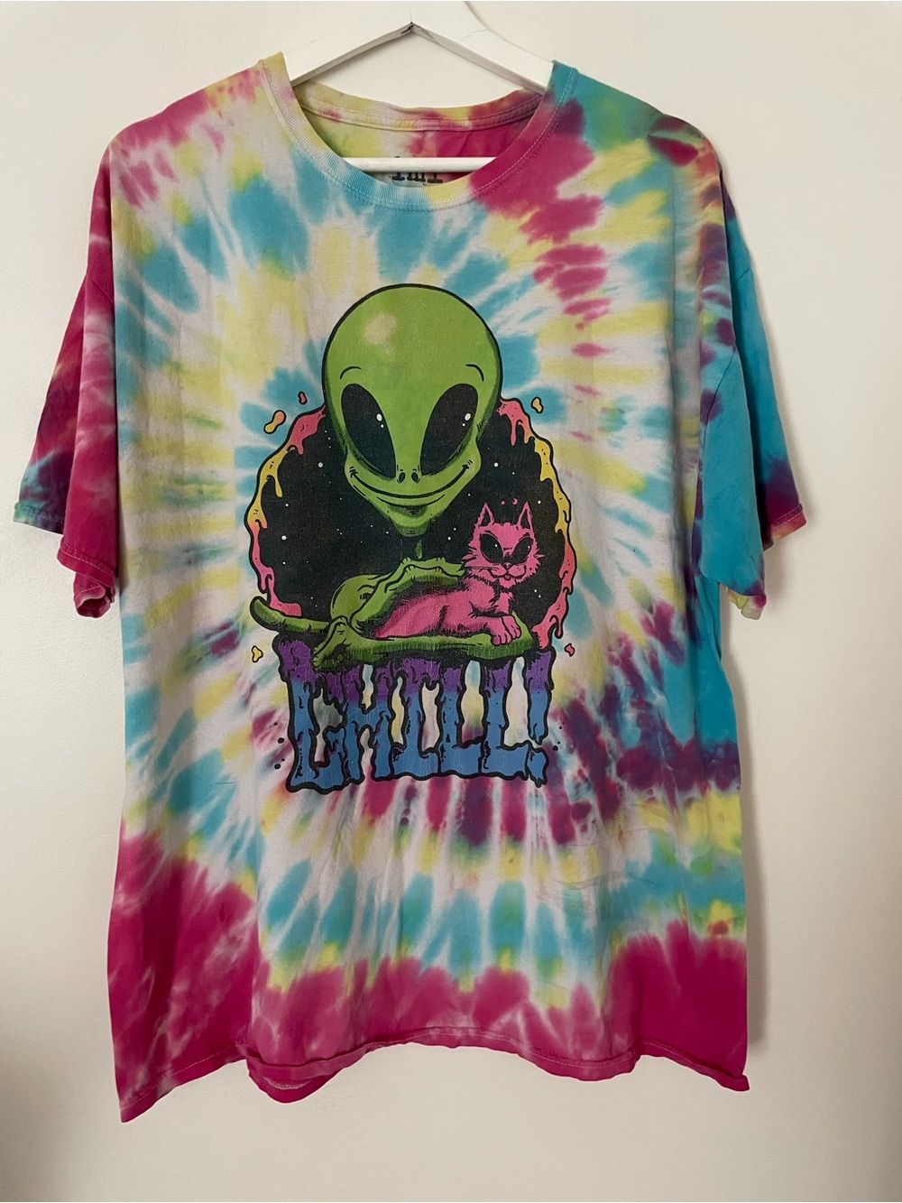Tie-Dye Alien Graphic Short Sleeve Tee - Multicolor
